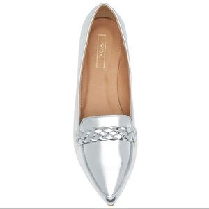 Yoki Silver Metallic Braided Loafer / Flat